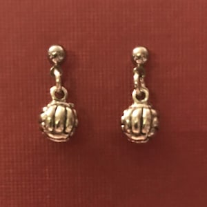 Antique Silver Volleyball Dangle Earrings (3/8&quot;)