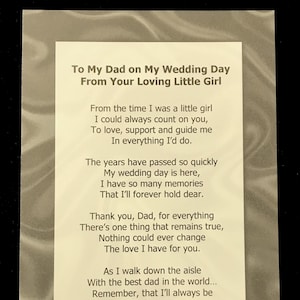 Para papá en el día de mi boda de parte de tu set de regalo de Little Girl