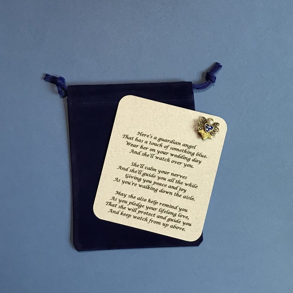 Etwas Blauer Schutzengel Pin & Gedicht Set