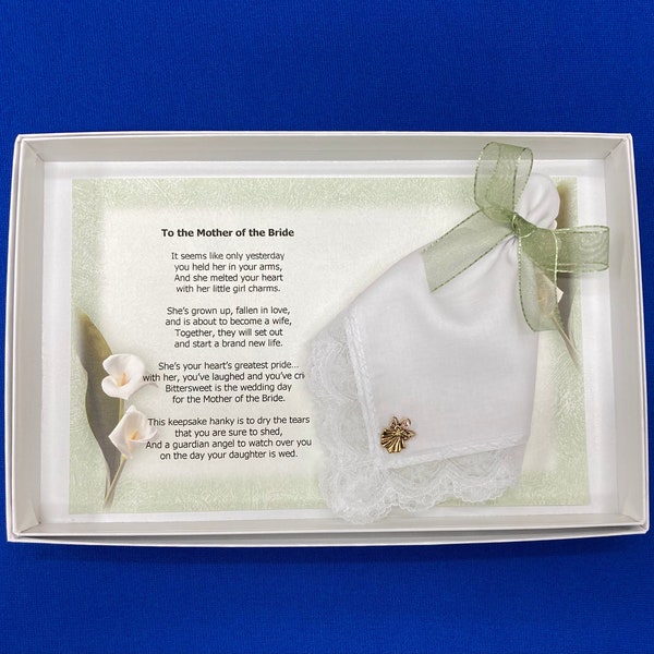 Mother-of-the-Bride, Gift For Friend, Wedding Handkerchief, Angel Pin