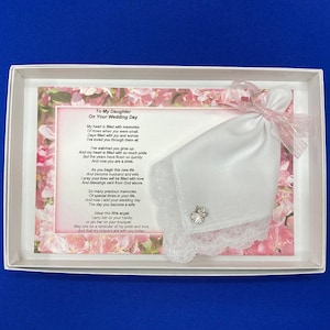 To My Daughter, On Your Wedding Day, Hanky & Angel Pin Set, Bride Gift From Mom, Gift to Bride From Mom