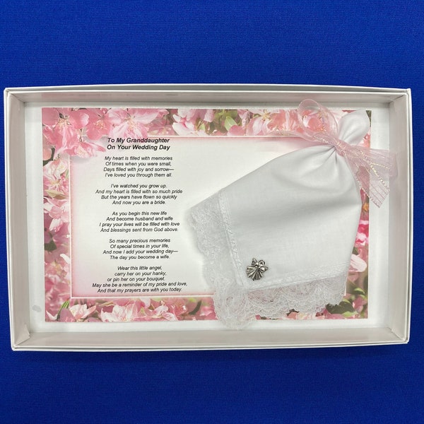 To My Granddaughter, Wedding Handkerchief, Angel Pin Set