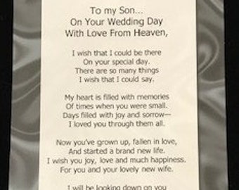 My Son,*** Wedding Day, with Love From Heaven, Token Set