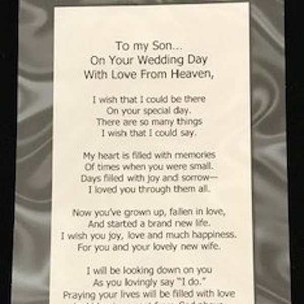 My Son,*** Wedding Day, with Love From Heaven, Token Set