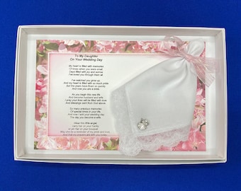 To My Daughter, On Your Wedding Day, Hanky & Angel Pin Set, Bride Gift From Mom, Gift to Bride From Mom