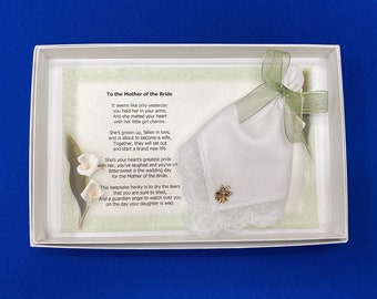 Mother-of-the-Bride, Gift For Friend, Wedding Handkerchief, Angel Pin