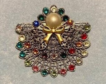 Double Skirted Birthstone Angel Pin (22 stones on skirts) #245