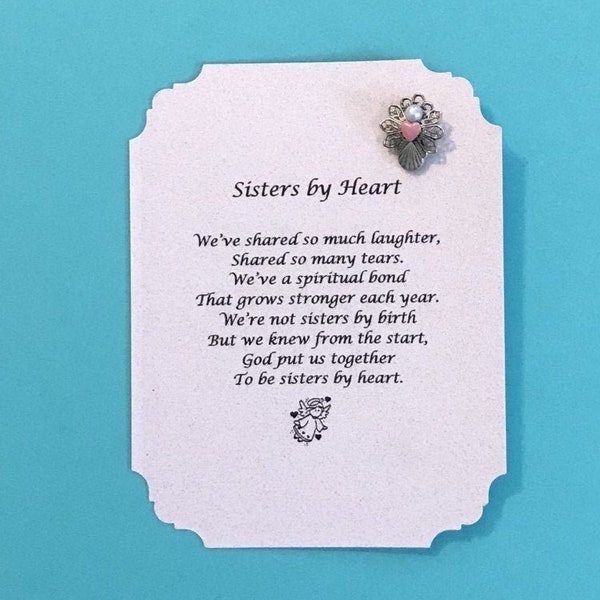 Sisters by Heart Pin & Poem, Friend Gift