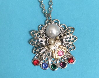 Mother and Child Birthstone Angel Necklace #250PN