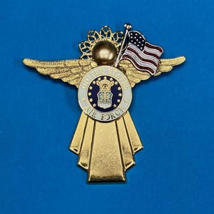 Air Force Angel Pin: Antique Gold Military Patriotic Brooch