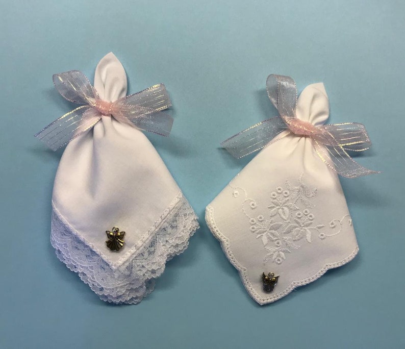 On Your Wedding Day Hanky /& Angel Pin Set To Our Sister With Love From Heaven