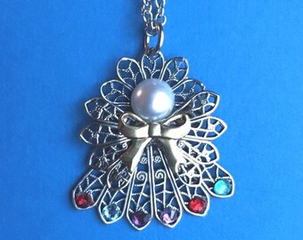Birthstone Angel Necklace (6 stones on skirt) #241PN