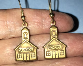 School Earrings, Schoolhouse Earrings