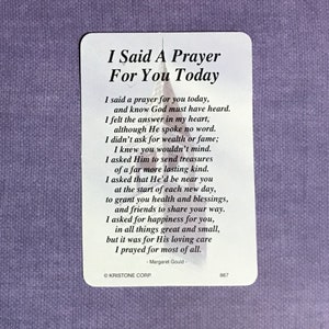 I Said A Prayer for You Today Poem Card - Etsy