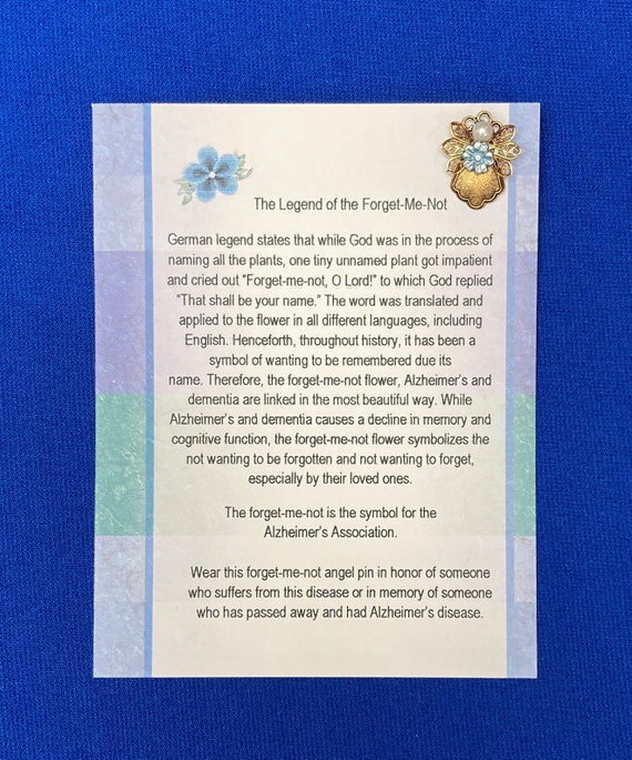 Legend Of The Forget Me Not Alzheimer Angel Pin Etsy