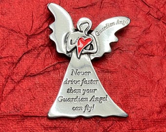 Red Heart Never Drive Faster Angel Clip