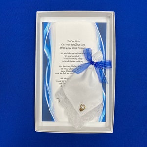 To Our Sister, On Your Wedding Day, With Love From Heaven, Hanky & Angel Pin Set