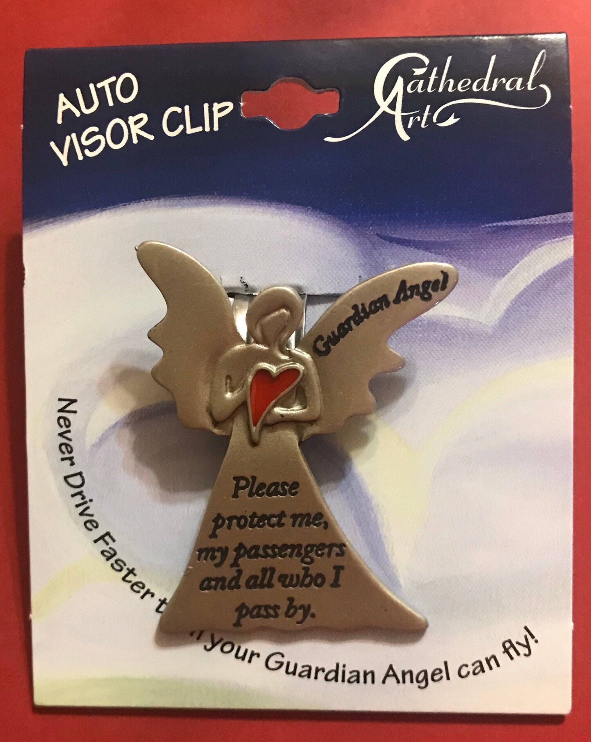 Red Heart Guardian Angel Visor Clip Etsy