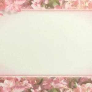 Puede incluir: Un marco rectangular con un panel central de color claro y suave, rodeado por un borde denso de flores rosas y hojas verdes. El marco tiene un borde rosado sutil y el arreglo floral crea un borde continuo y superpuesto.