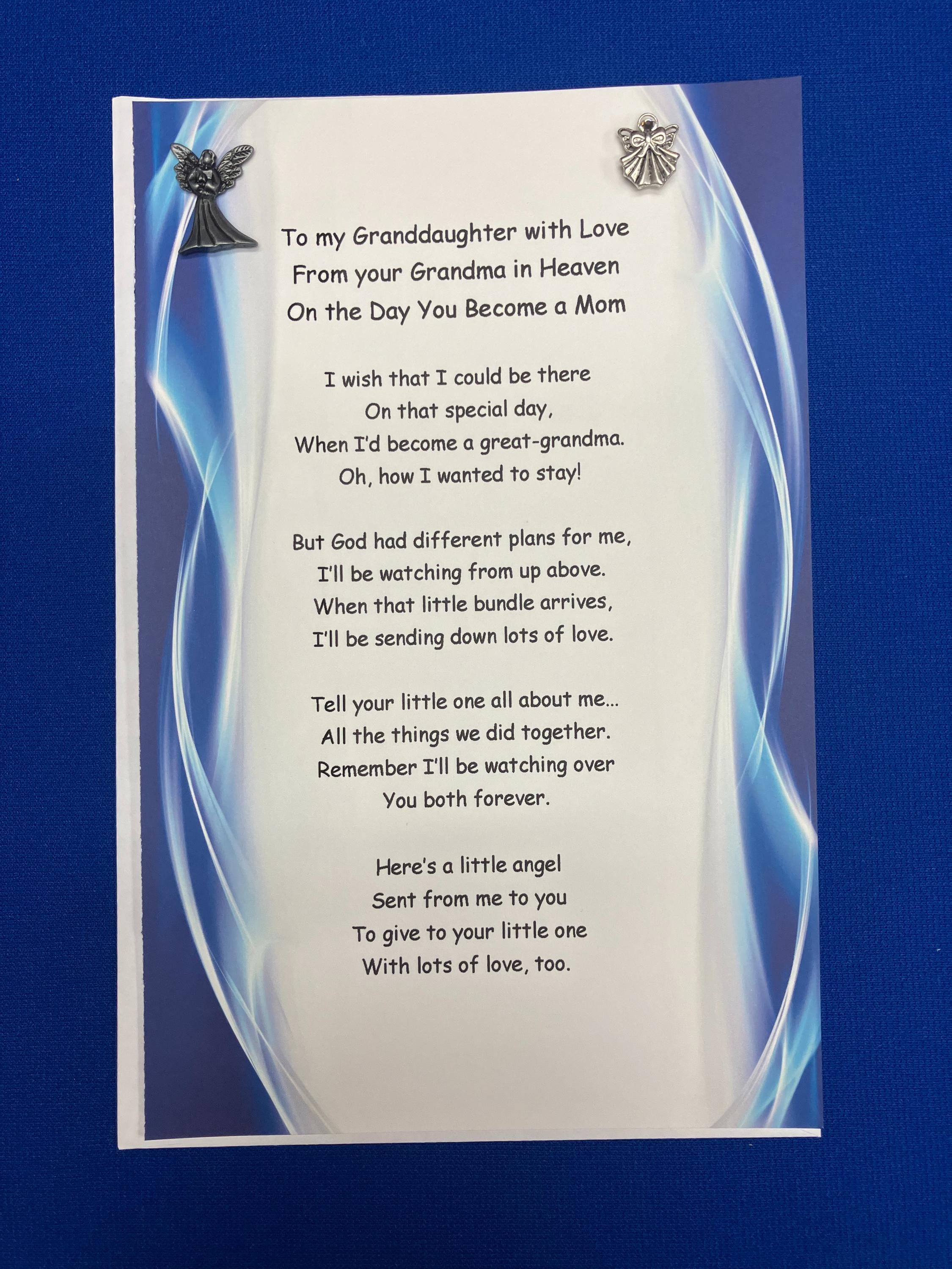 To My Granddaughter From Grandma in Heaven on the Day You Become a Mom -  Etsy, image size:2250x3000