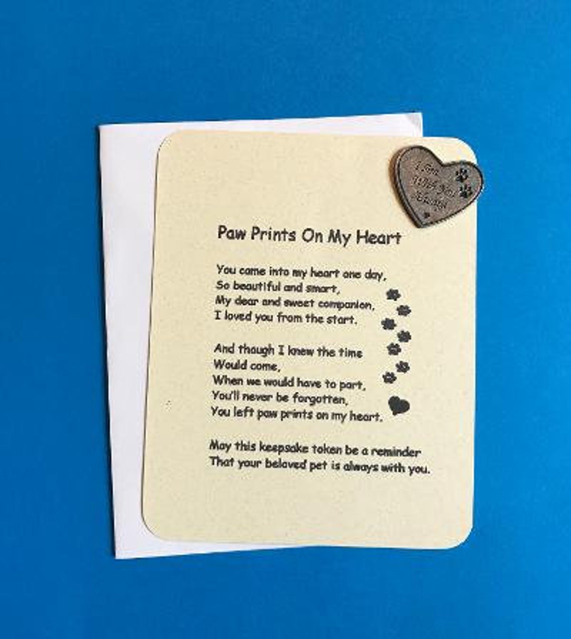 Paw Prints On My Heart Poem & Pocket Token Pet Sympathy Gift | Etsy