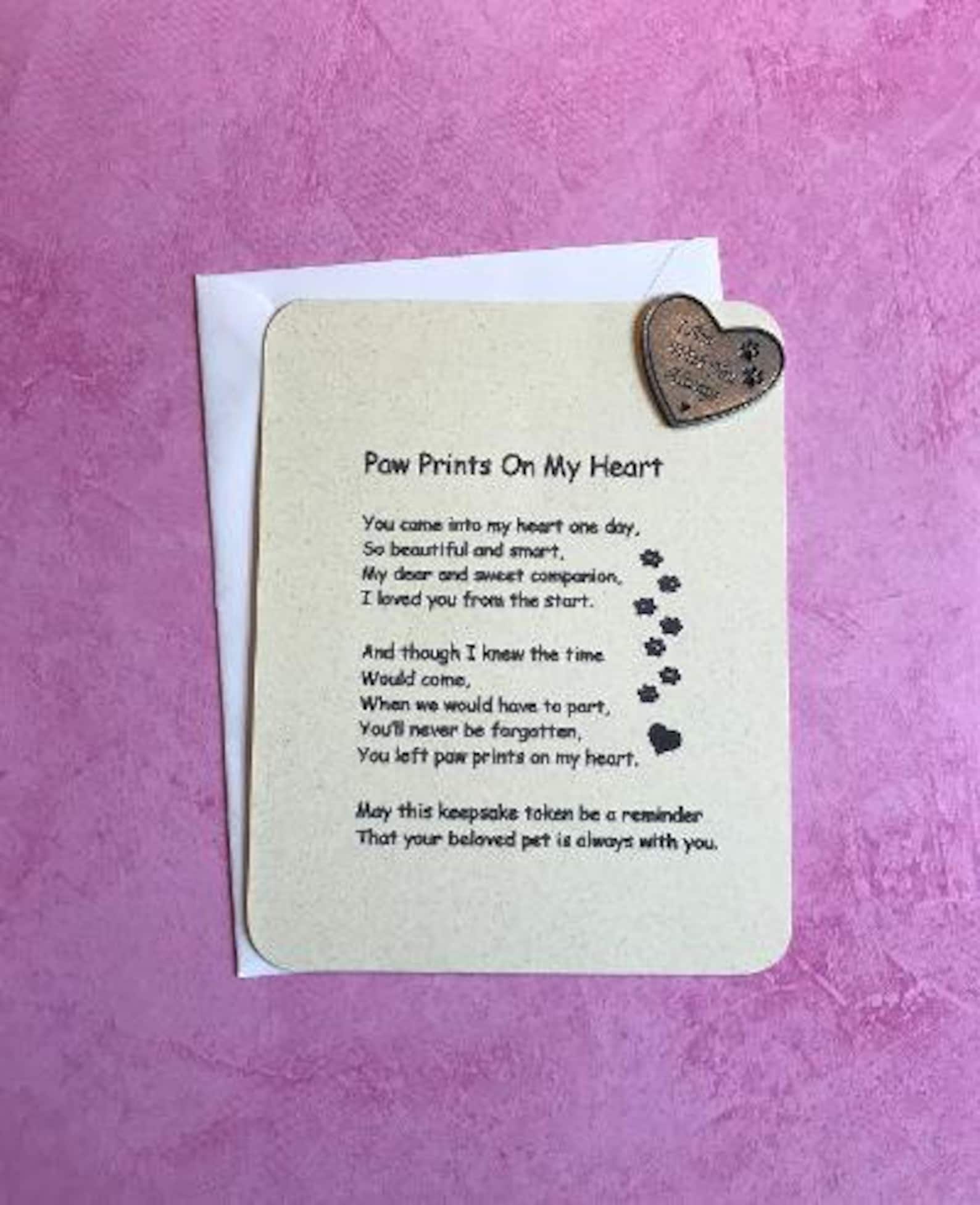 Paw Prints on My Heart Poem & Pocket Token Pet Sympathy Gift - Etsy