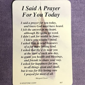I Said A Prayer for You Today Poem Card - Etsy