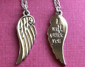 Naszyjnik ze skrzydłami anioła „I Will Guide You”