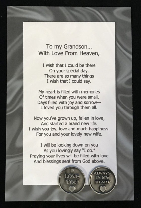 Download To Mygrandson On Your Wedding Day With Love From Heaven Etsy