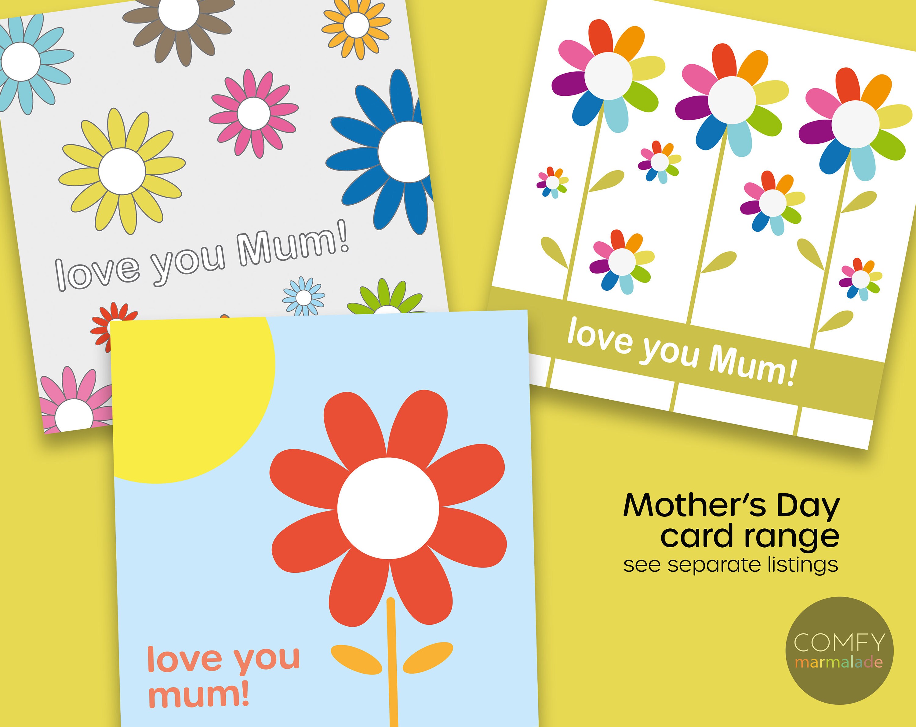 LOVE YOU MUM Blank Greetings Card by Comfy Marmalade Etsy