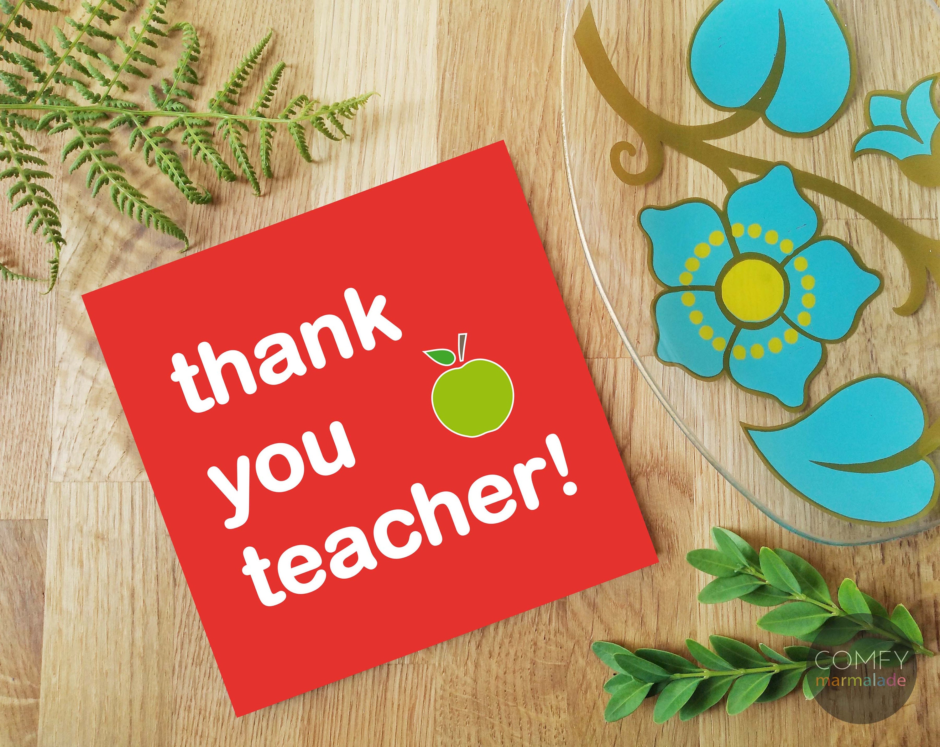 THANK YOU TEACHER Blank Greetings Card by Comfy Marmalade Etsy UK