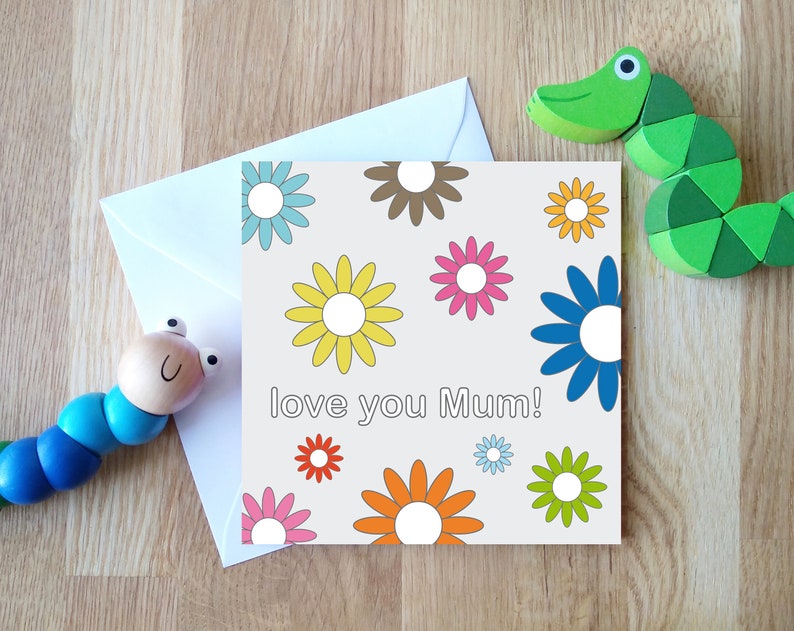 LOVE YOU MUM Blank Greetings Card by Comfy Marmalade Etsy