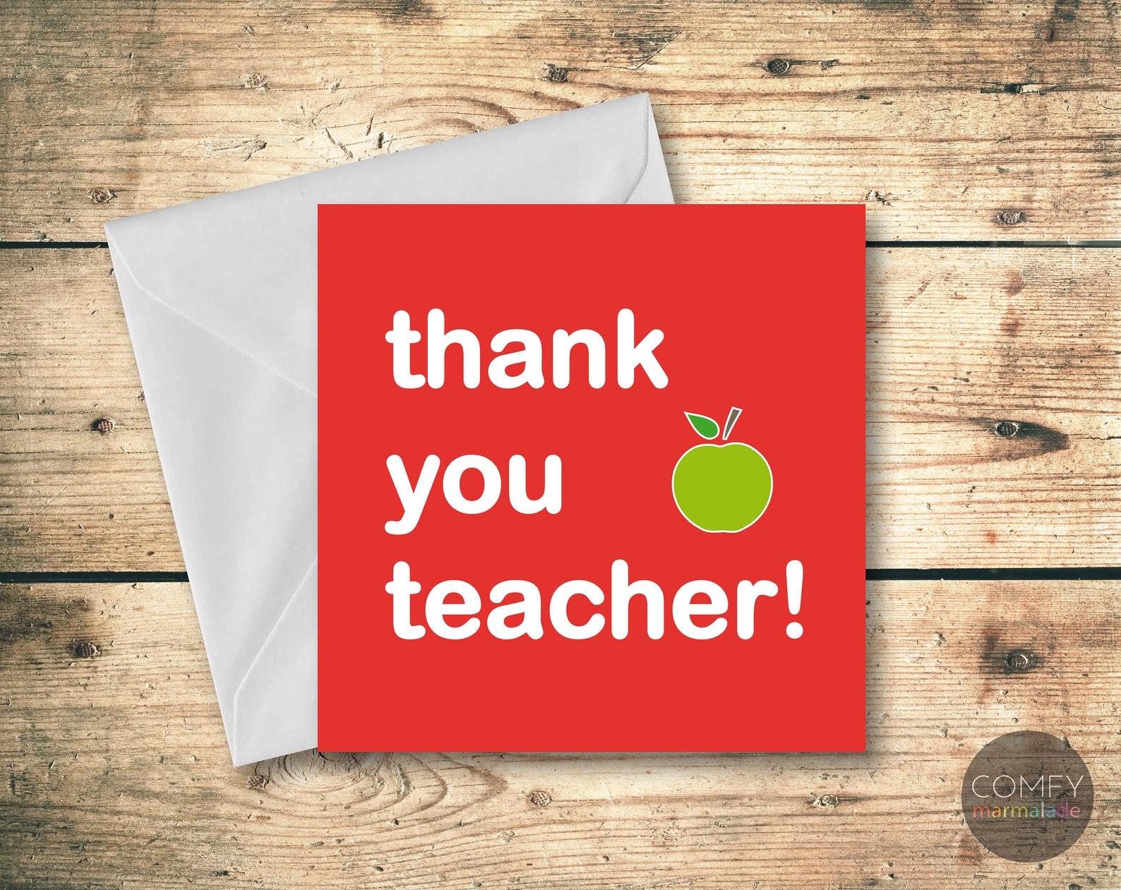 THANK YOU TEACHER Blank Greetings Card by Comfy Marmalade Etsy