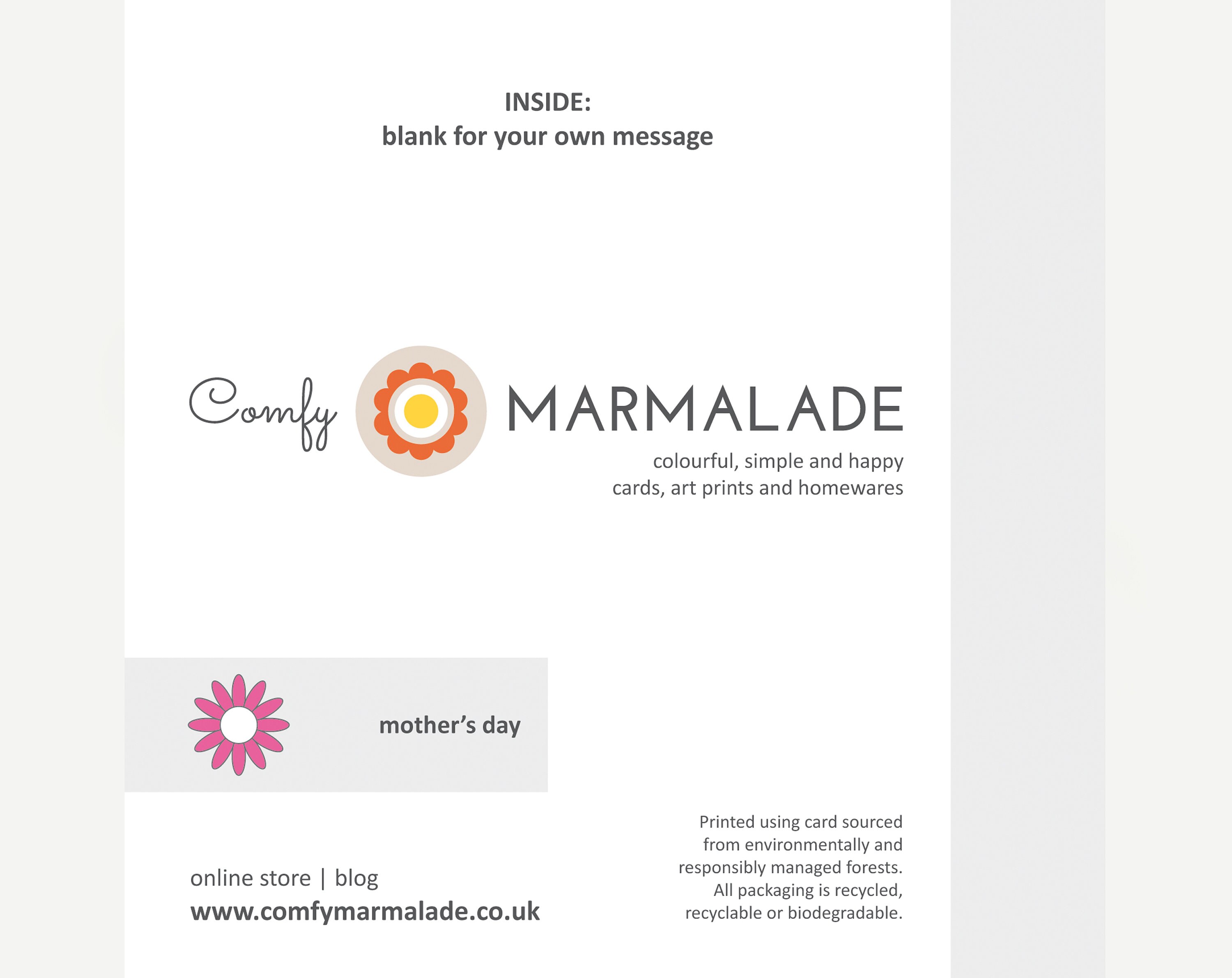 LOVE YOU MUM blank greetings card by Comfy Marmalade Etsy