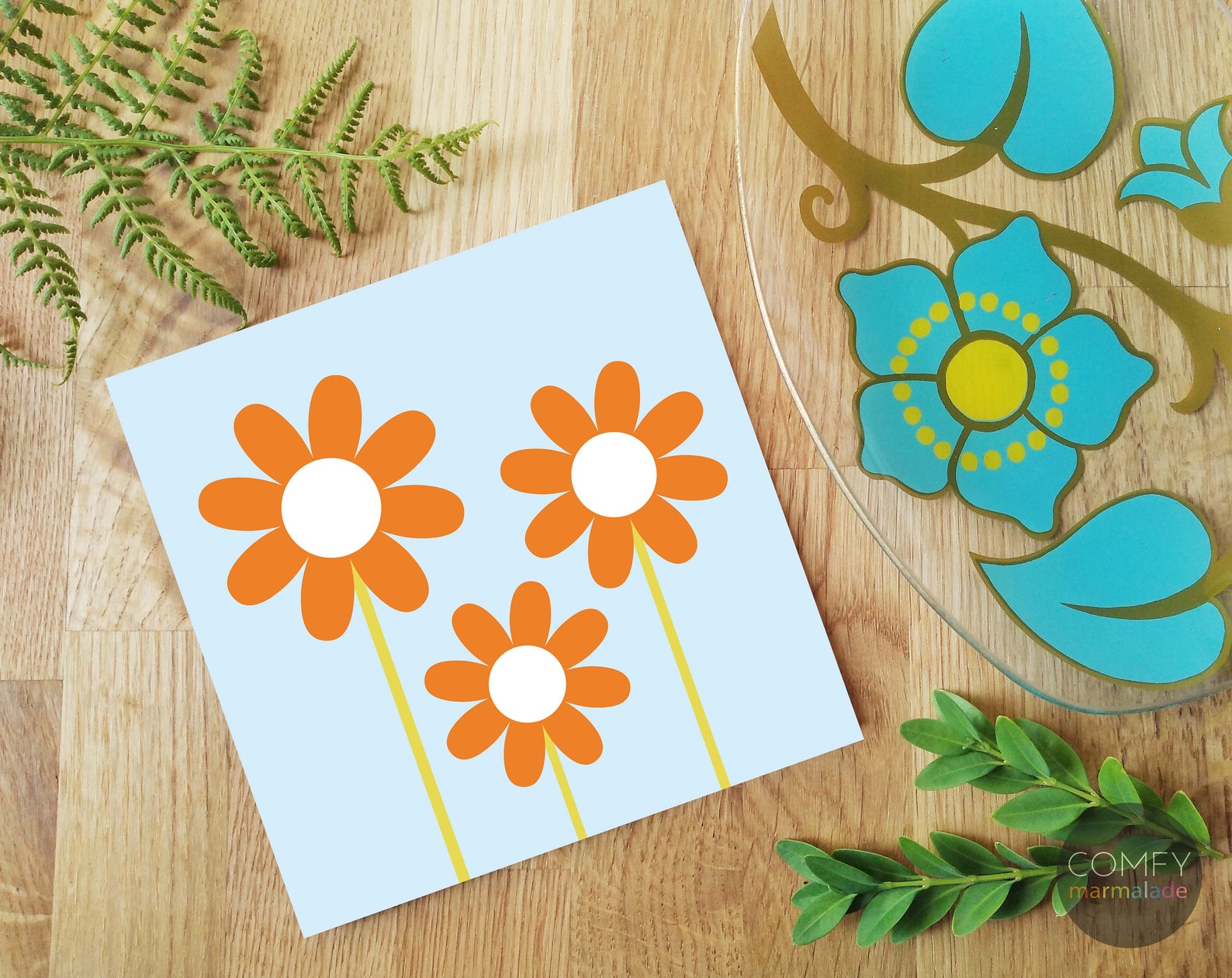 MARMALADE DAISIES Blank Greetings Card by Comfy Marmalade Etsy UK