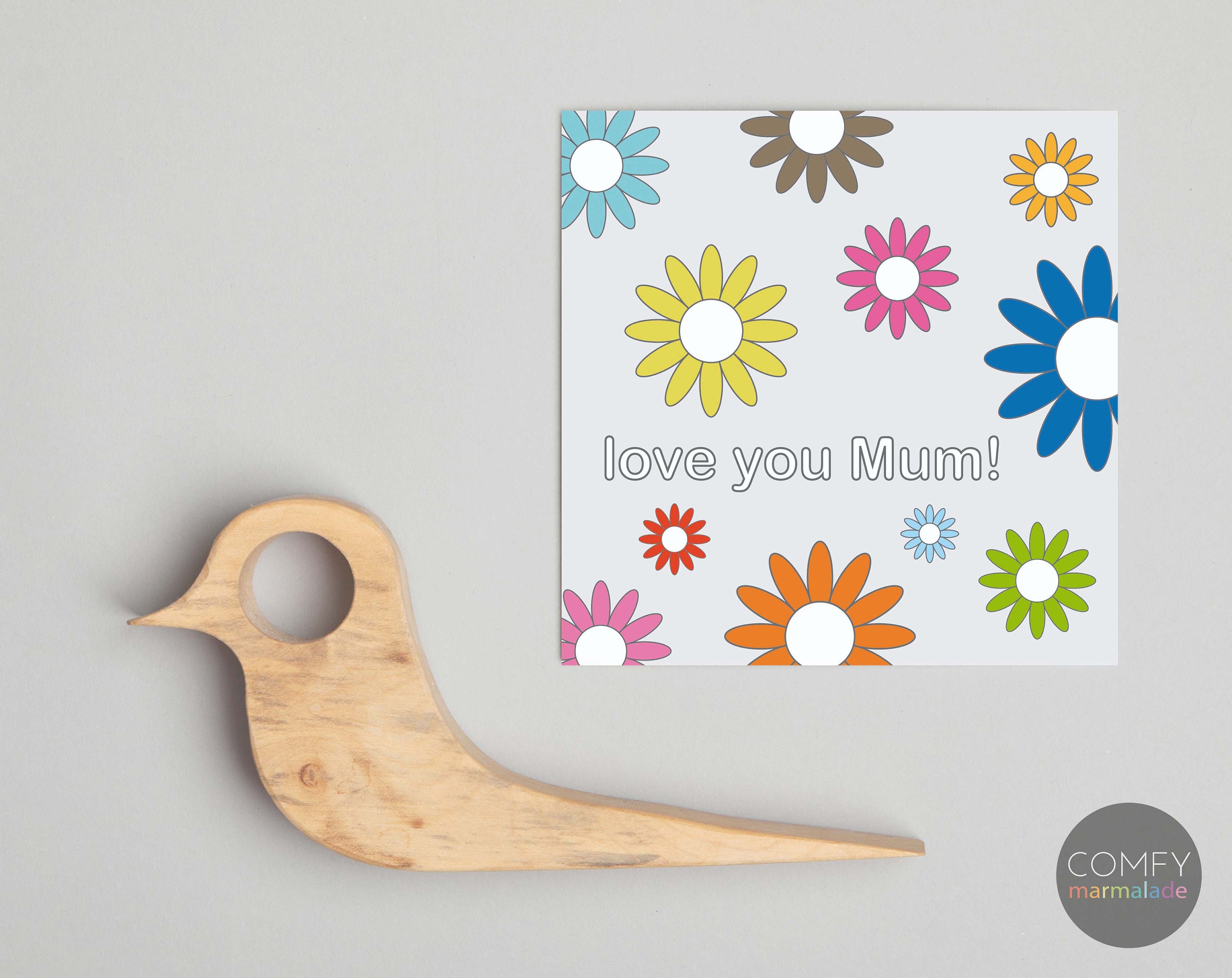 LOVE YOU MUM Blank Greetings Card by Comfy Marmalade Etsy