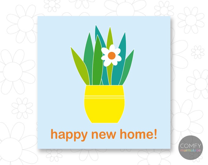 HAPPY NEW HOME Blank Greetings Card by Comfy Marmalade Etsy UK