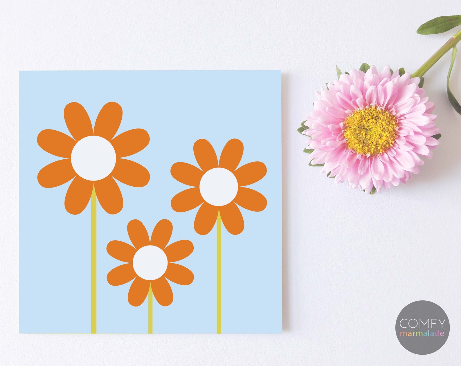 MARMALADE DAISIES Blank Greetings Card by Comfy Marmalade Etsy UK