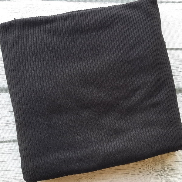 Solid black rib knit fabric by the yard Knit dress fabric by the yard Fabric for dresses skirts rompers headbands loungewear