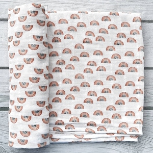 Rainbow baby blanket, 100% organic cotton muslin, 36"x36 " square