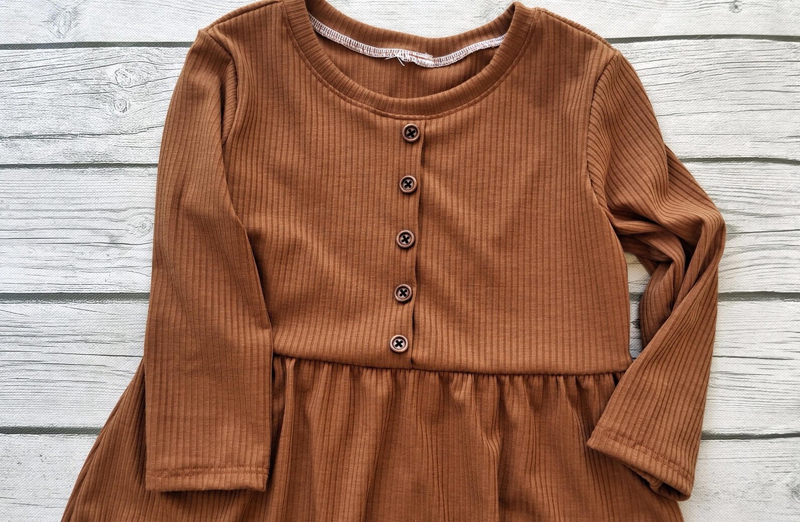 Rust Fall Modest Dress for Girls Rib Knit Maxi Dress Dress With Buttons ...