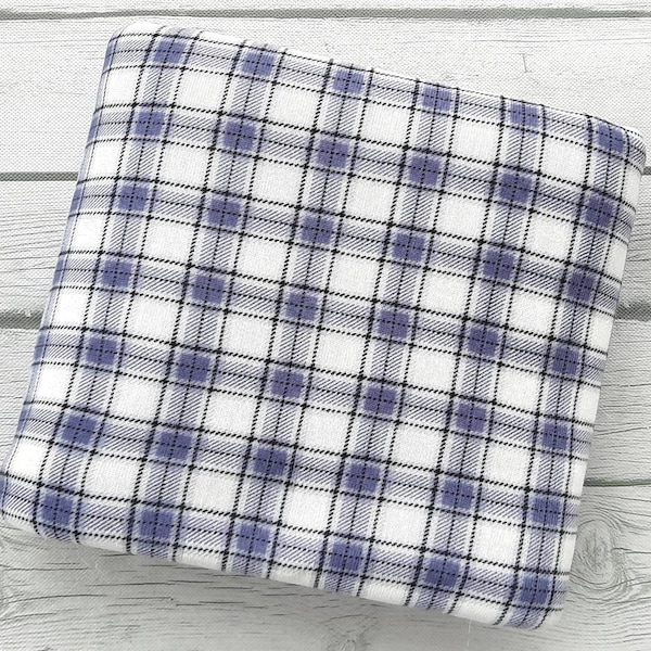 Hacci fabric Blue plaid fabric Knit fabric by the yard for dresses Apparel fabric by the yard Knit dress fabric by the yard  Fabric for sewi