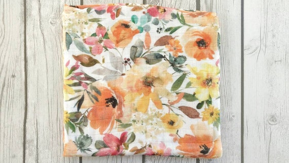 floral muslin swaddle blanket
