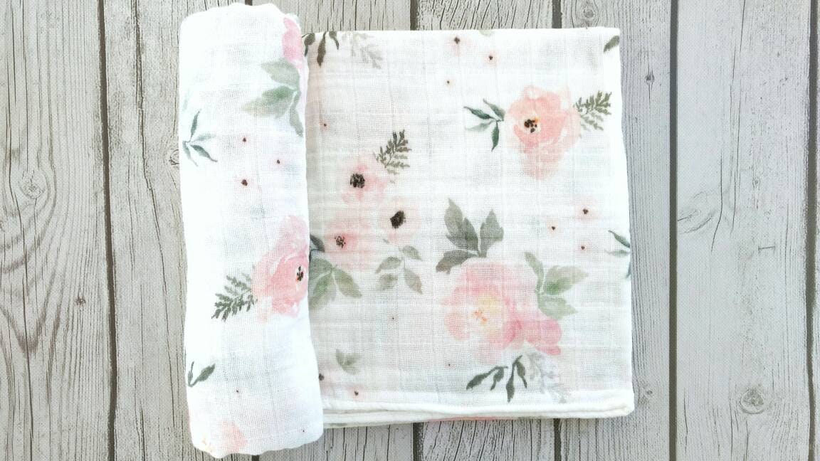Pink floral swaddle Baby girl swaddle blanket Newborn girl Etsy