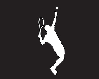 Male Tennis Player Decal, Tennis Decal, Tennis Car Decal, Tennis Auto Decal, Tennis Sticker, Tennis Water Bottle Decal, Vinyl Decal