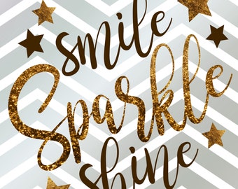 Smile Sparkle Shine Print, Dorm Wall Print, Dorm Art, Digital Print, Digital Download, Instant Download, Teen Wall Print, Printable Wall Art