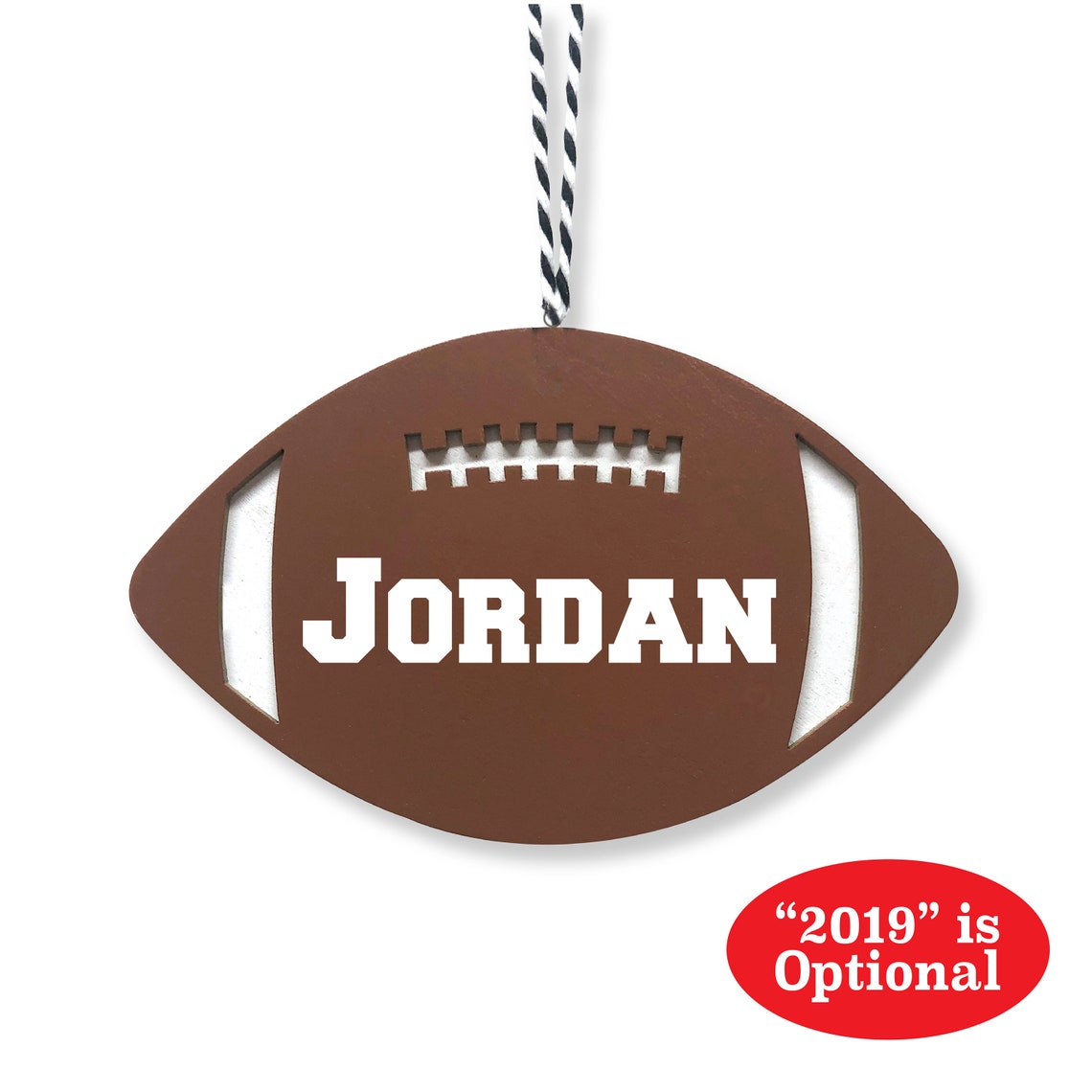 Personalized Football Christmas Ornament Custom Wood Football Etsy