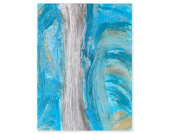 Teal Light Blue Modern Abstract Painting, Turquoise Silver Gold Canvas Wall Art, Blue Abstract Art, Teal Original Painting, Teal Wall Art