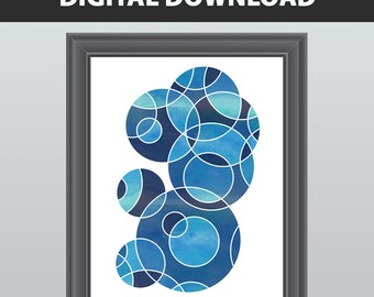 Geometric Print - Geometric Art - Blue Decor - Geometric Wall Art - Abstract Print - Abstract Art Print - Instant Download Printable Art