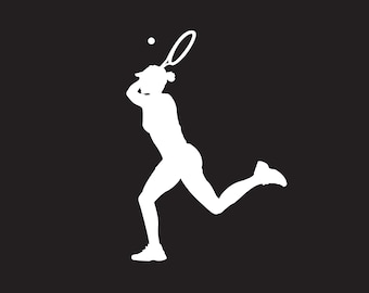 Female Tennis Player Decal, Women's Tennis, Tennis Decal, Tennis Car Decal, Tennis Auto Decal, Tennis Sticker, Tennis Water Bottle Decal